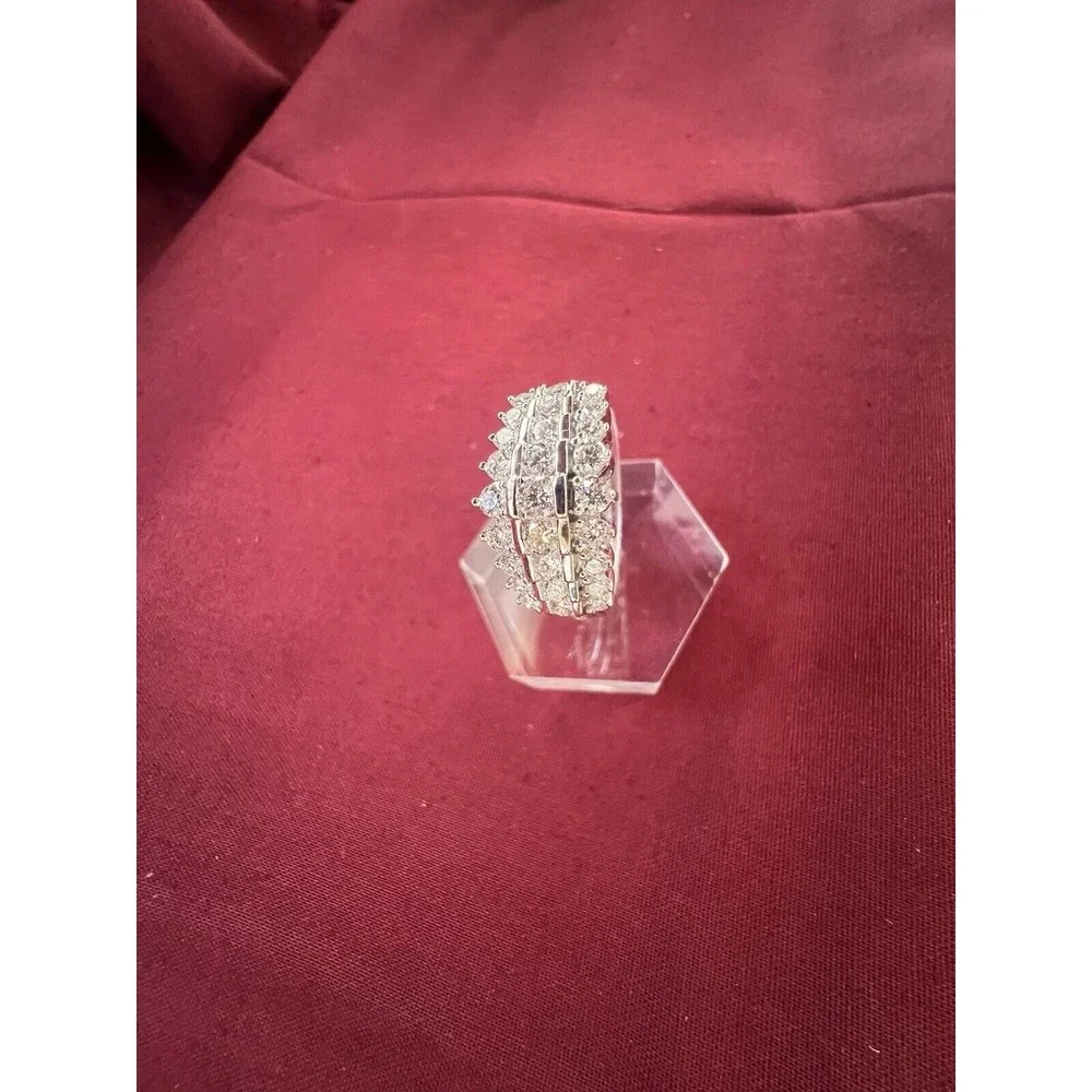 NEW PGL $1035.00 STUNNING SZ 7.5 1CT 3 ROW LAB CREATED DIAMOND DINNER RING (642)